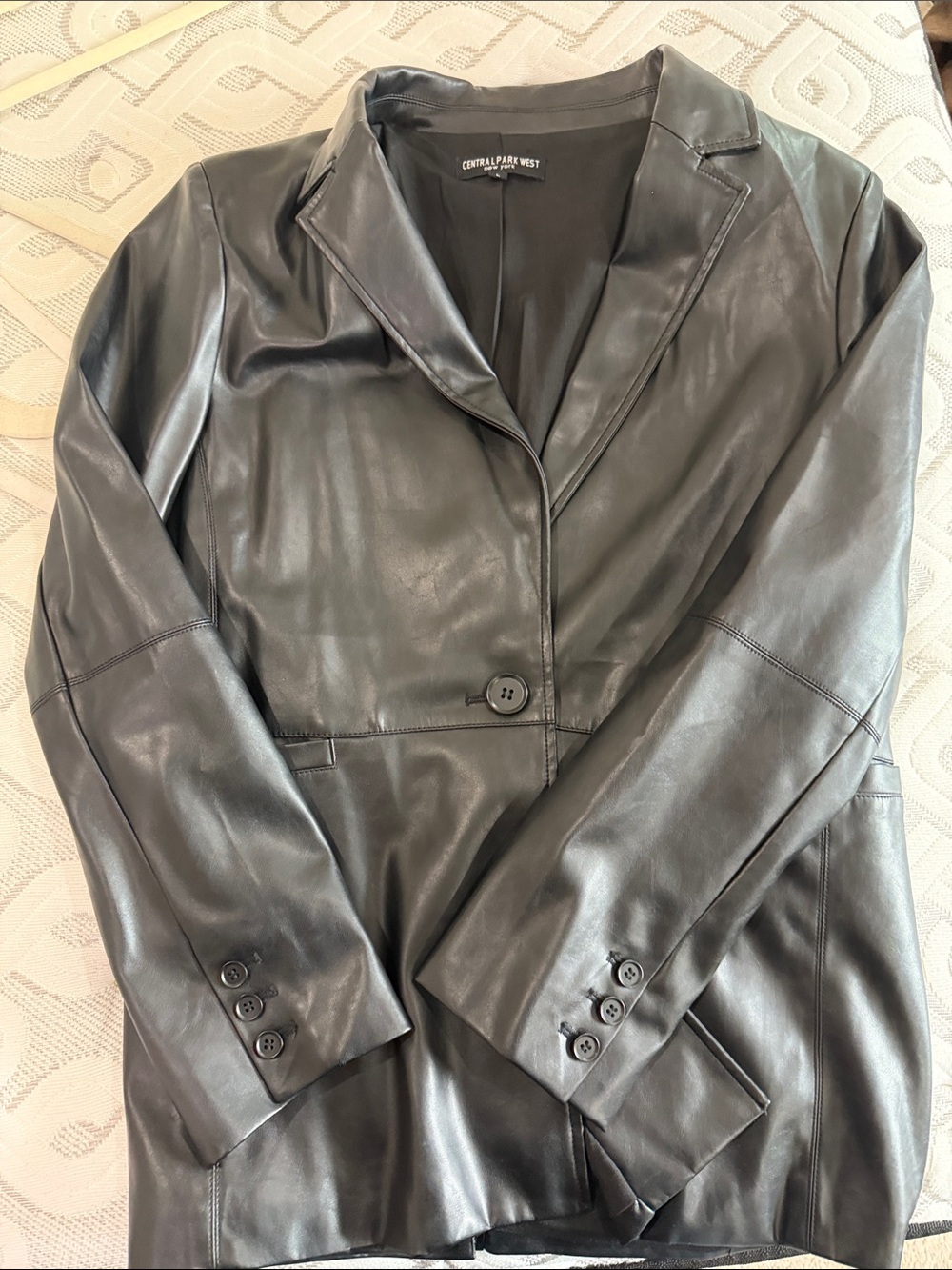 Women’s Black Leather Blazer Jacket by Central Park West L